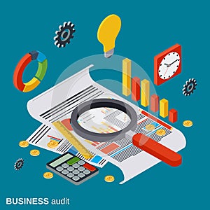 Business audit, analytics, report, financial statistic vector concept