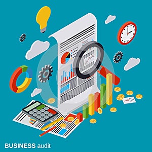 Business audit, financial analytics, statistics vector concept