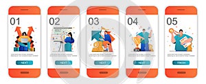 Business award concept onboarding screens for mobile app