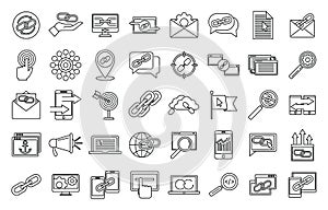 Business backlink strategy icons set, outline style photo