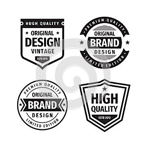 Business badges vector set in retro vintage design style. Abstract logo. Premium quality. Limited edition. Original brand logo.