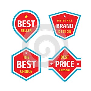 Business badges vector set in retro vintage design style. Best seller. The best choice. The best price awesome. Original brand