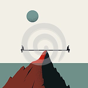 Business balance, difference vector concept. Symbol of contrast, different opinion, direction. Minimal illustration.