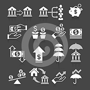 Business banking concept icons set.