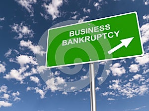 Business bankruptcy traffic sign