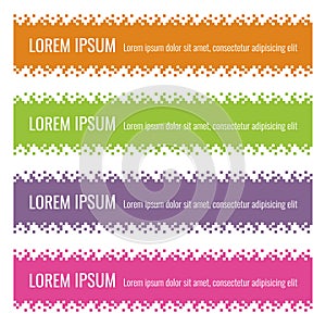 Business banners, headers, footers, titles with pixel effect vector set