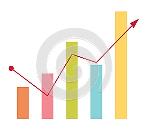 Business bar chart with arrow going up.