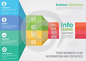 Business bar level step chart infographic. Business report creative marketing.