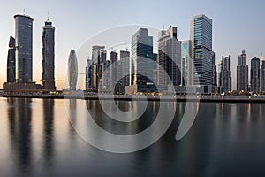 Business bay of Dubai at dusk, UAE