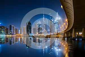 The Business Bay in Dubai during night