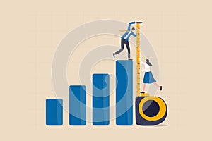 Business benchmark measurement, KPI, key performance indicator to evaluate success, improvement or business growth concept,