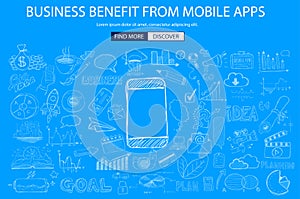 Business Benefit From Mobile concept with Doodle design style