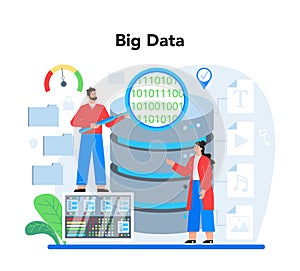 Business big data analytics concept. Chart and graph