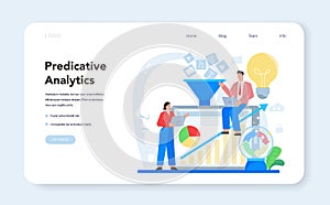 Business big data analytics web banner or landing page. Chart and graph