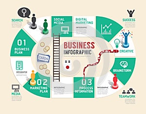 Business board game concept infographic step to successful.