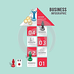 Business board game concept infographic step to successful,arrow shap vector illustration