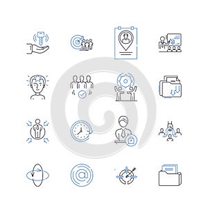 Business bonds line icons collection. Trust, Credit, Security, Investment, Finance, Debenture, Underwriting vector and