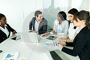 Business brainstorming and exchange of ideas by nicely dressed p