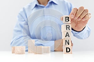 Business brand building or branding for company identity and marketing