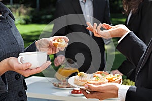 Business breakfast in the garden