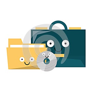 Business briefcase with folder and cd rom vector illustration