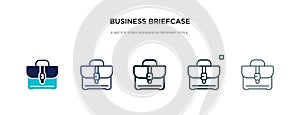 Business briefcase icon in different style vector illustration. two colored and black business briefcase vector icons designed in