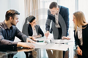 Business briefing leadership boss team board room photo