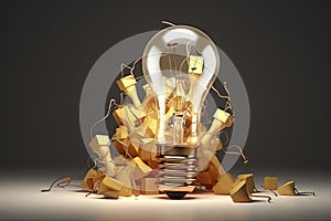 Business bright idea, Great idea for success, and Mixed media Concept. 3D Render