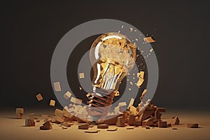 Business bright idea, Great idea for success, and Mixed media Concept. 3D Render