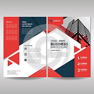 Business brochure cover layout template with red triangles