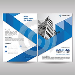 Business brochure cover template with blue geometric style