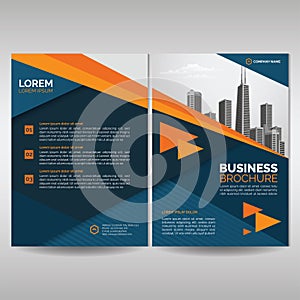 Business brochure cover template with orange details