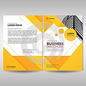 Business brochure cover template with yellow geometric shapes