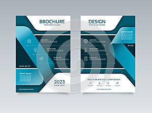 Business brochure design template. Front and back page in A4 size. Vector layout with icons and place for text.