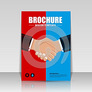 Business brochure template. Handshake. Two businessmen. Vector