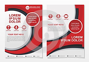 Business brochure template with red, white and black color