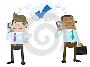 Business Buddies make a deal on the telephone