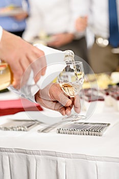 Business buffet lunch caterer serve wine appetizer