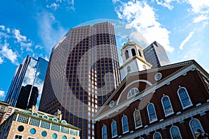 Business building and old tower