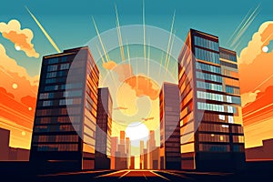 Business buildings, skyscrappers vector. Beautiful illustration picture. Generative AI