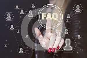 Business button FAQ connection signal web sign