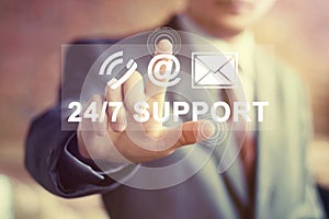 Business button 24 hours support icon web mail sign