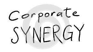 Business Buzzword: corporate synergy - vector handwritten phrase