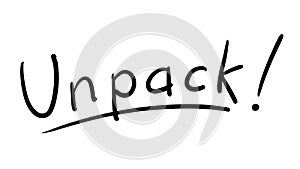 Business Buzzword: unpack - vector handwritten phrase