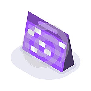 Business calendar isometric icon with modern flat style color