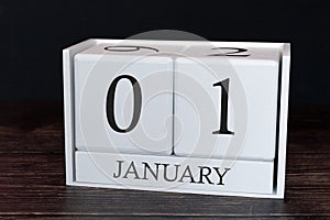 Business calendar for January, 1st day of the month. Planner organizer date or events schedule concept