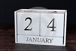 Business calendar for January, 24th day of the month. Planner organizer date or events schedule concept