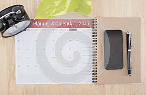 Business Calender Planner 2017 on desk office. organization