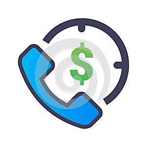 Business call, business conversation phone icon with chat bubble and dollar sign. money talk. Stock Vector illustration