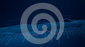 Business candle stick graph chart of stock market investment trading on blue background. Bullish point, Trend of graph. Eps10